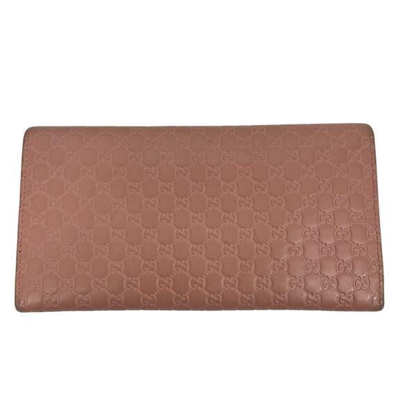GUCCI Pink Microguccissim Leather Long Bifold Wallet GG Logo - Picture 3 of 10
